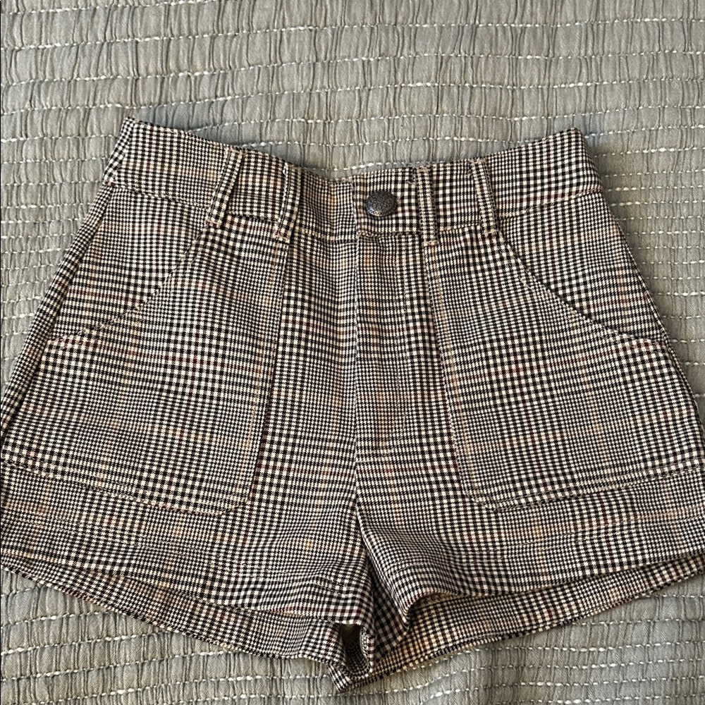 Zara Plaid High-Rise Women’s Shorts Size Small
